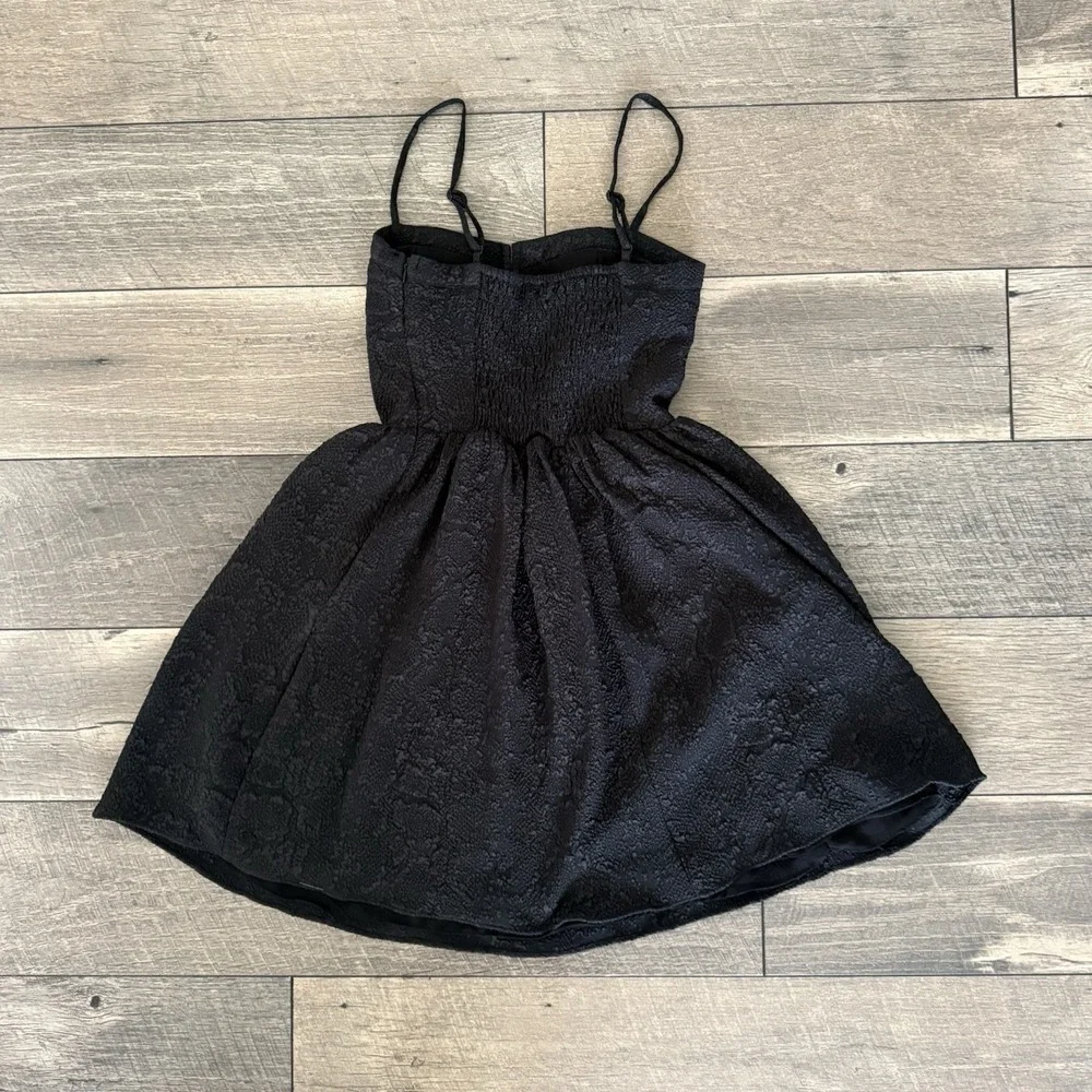 Bar III Black Jacquard Bustier Fit & Flare Mini Dress XS Adjustable Straps Party - Picture 7 of 10
